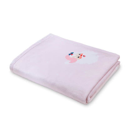 Vintage Christmas Santa Cosy Fleece Blanket Throw Pink