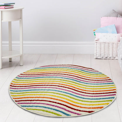 Colour Pop Wave Kids Multi Rug - 100 X 100cm (3ft 2" x 3ft 2")