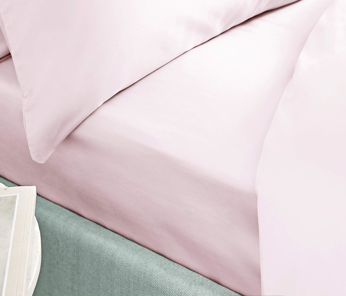 400TC Cotton Sateen Blush Pink Fitted Sheet