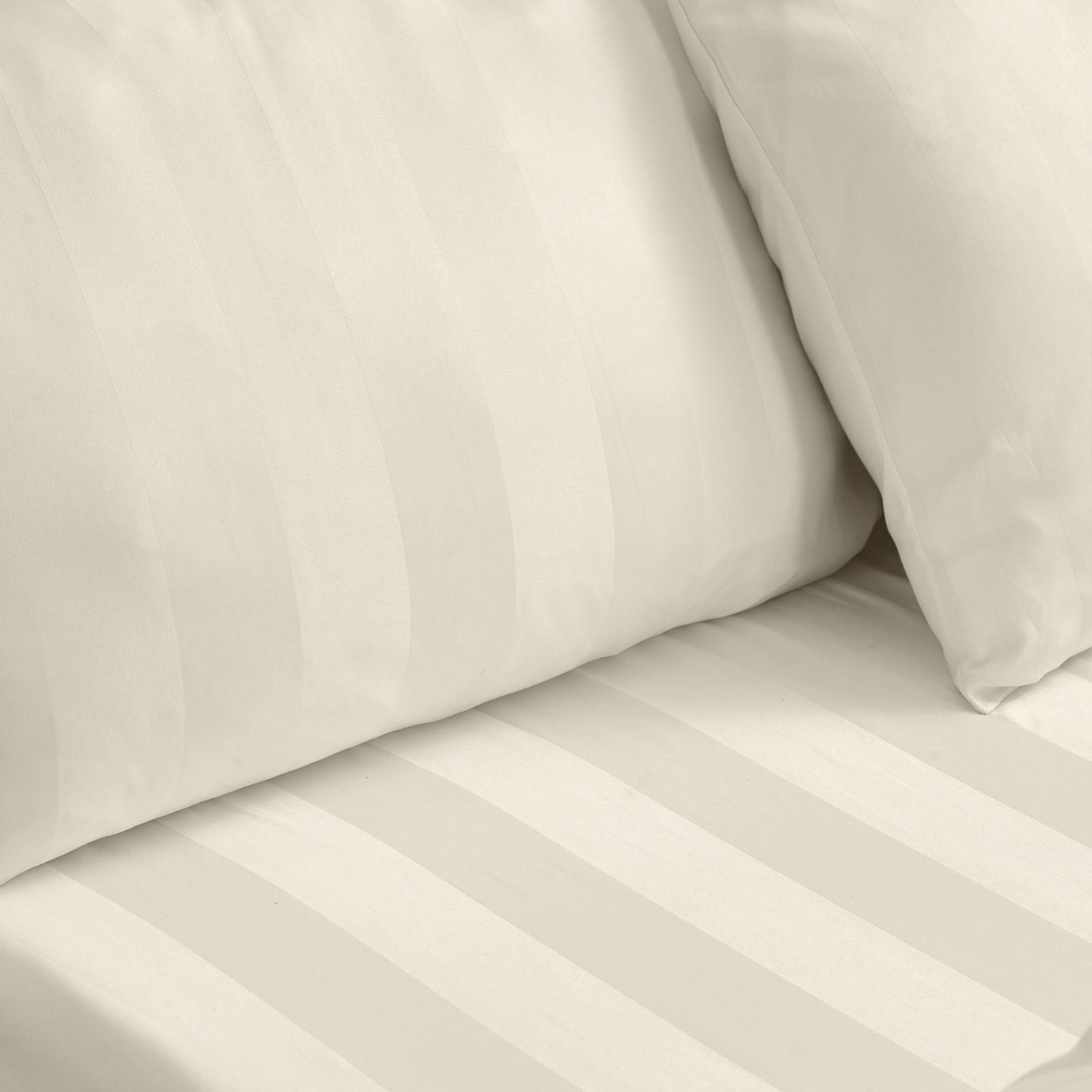 Catherine Lansfield So Soft Satin Stripe Cream Fitted Sheet