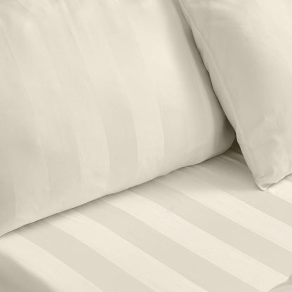 Catherine Lansfield So Soft Satin Stripe Cream Fitted Sheet