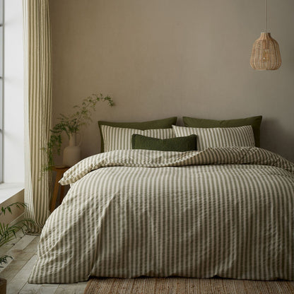 Pineapple Elephant Cotton Rich Woven Stripe Green Duvet Cover Set
