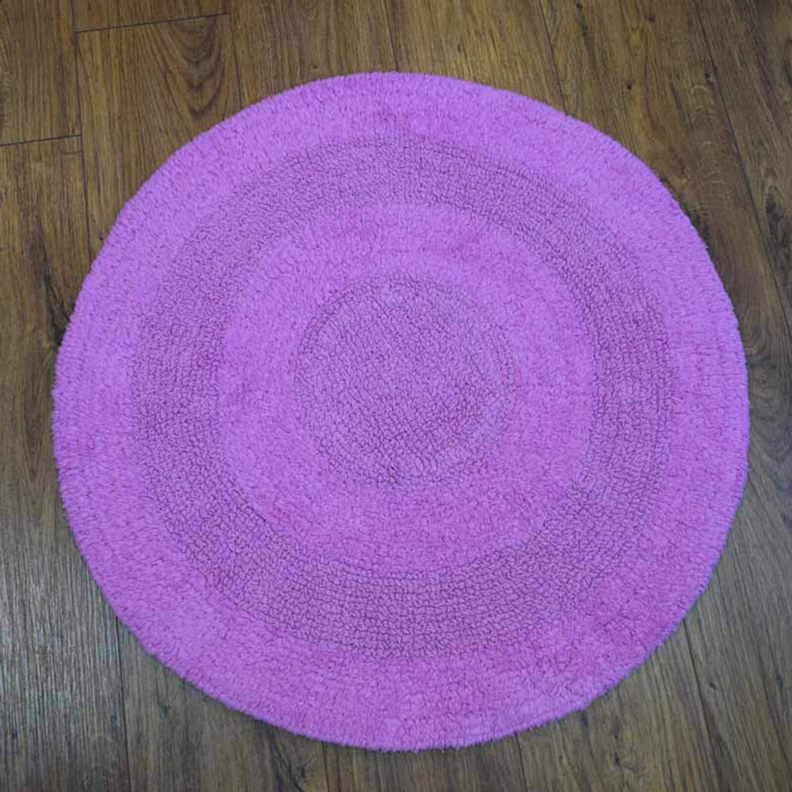 Plain Round Pink Bath Mat