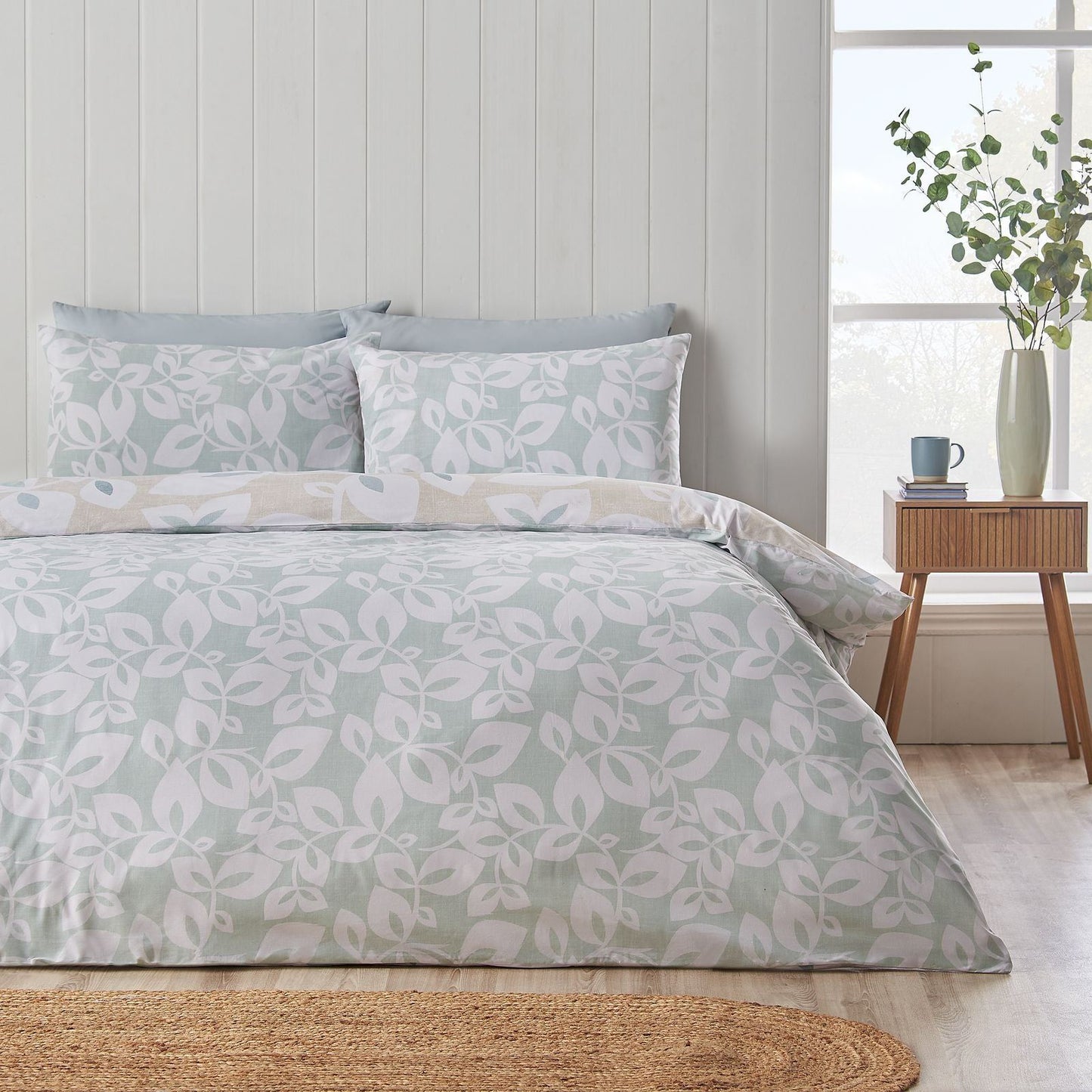 Catherine Lansfield Inga Leaf Natural Duvet Cover Set