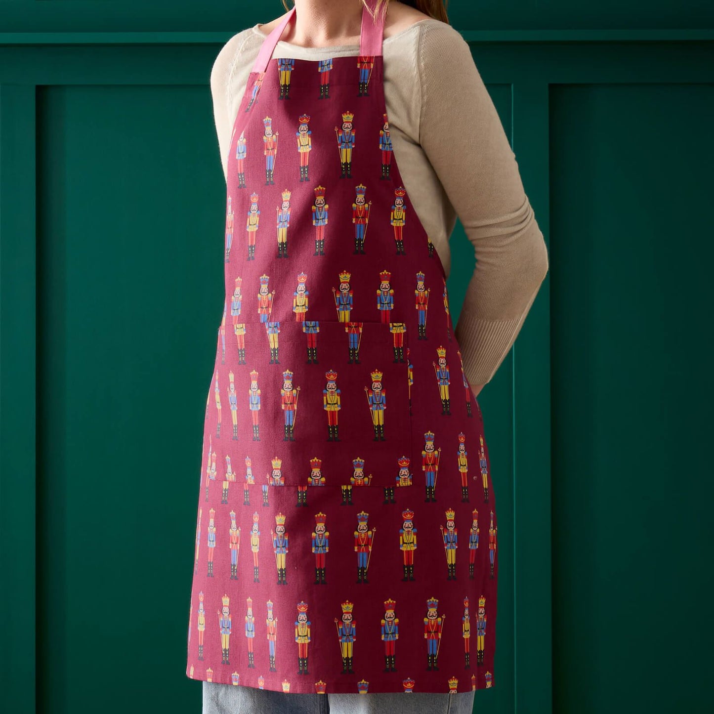 Catherine Lansfield Christmas Nutcracker Cotton Kitchen Adult Apron Plum - 70x80cm