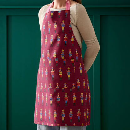 Catherine Lansfield Christmas Nutcracker Cotton Kitchen Adult Apron Plum - 70x80cm