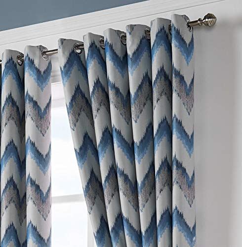 Oslo Blue Eyelet Curtains