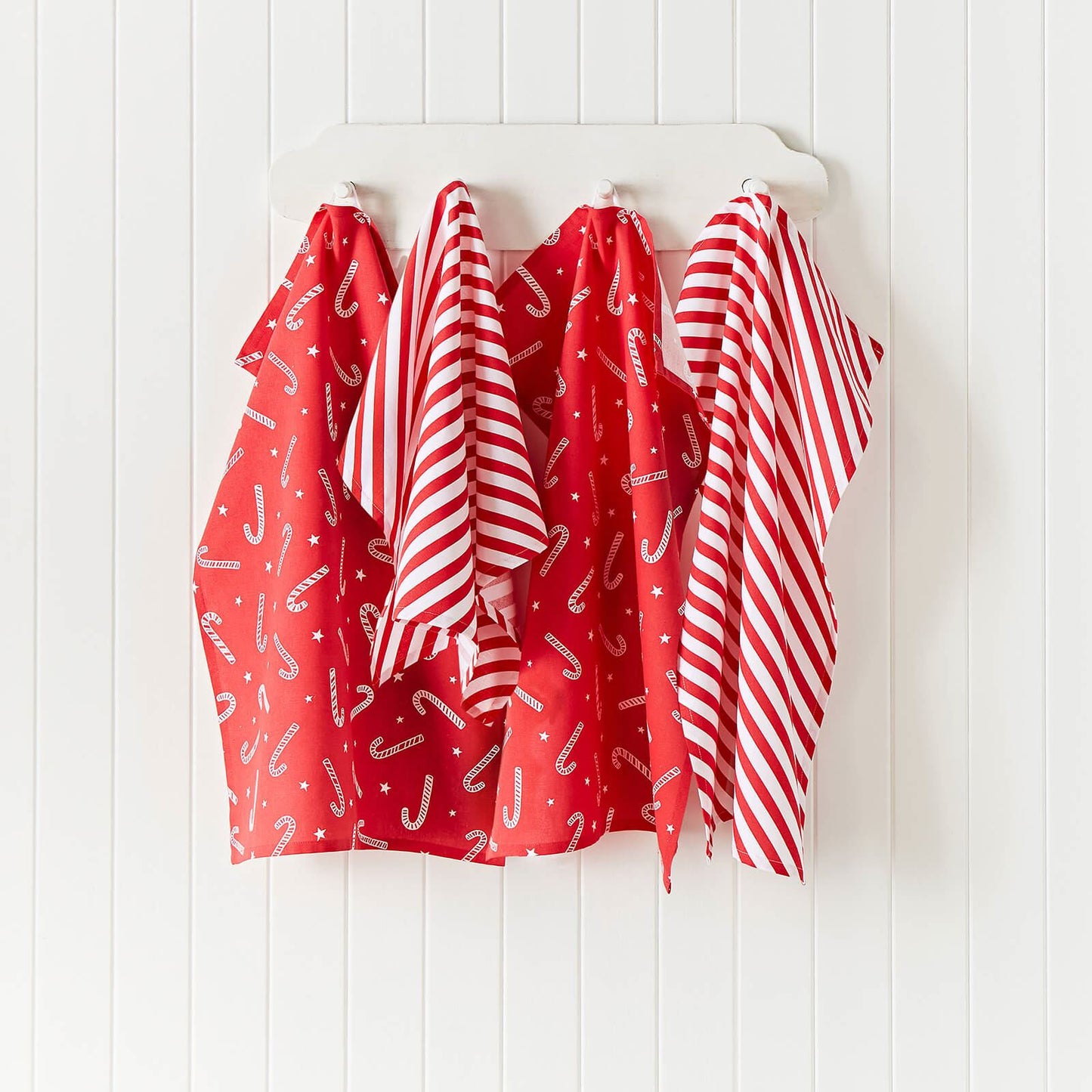 Christmas Candy Cane Red Tea Towel 4 Pack - 50x75 cm