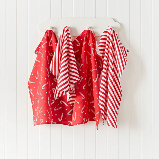 Christmas Candy Cane Red Tea Towel 4 Pack - 50x75 cm