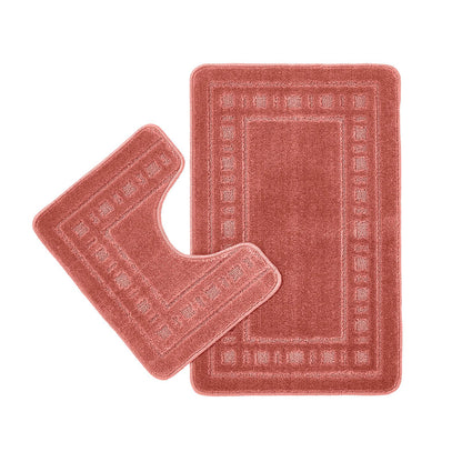 Armoni Bath Mat and Pedestal Mat Set Terracotta