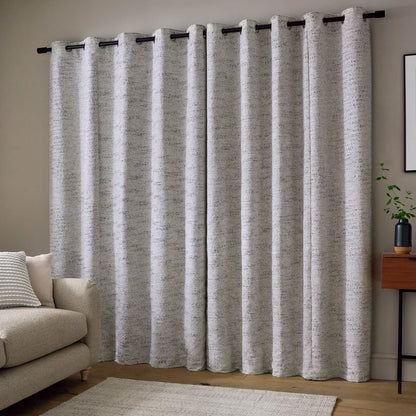 Catherine Lansfield Chunky Boucle Lined Eyelet Curtains Two Panels Cream