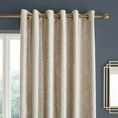 Geo Cut Champagne Gold Eyelet Curtains