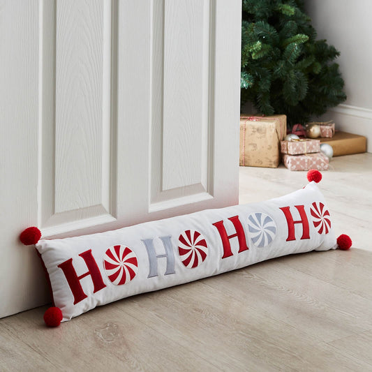 Christmas Ho Ho Ho Door Draught Excluder White / Red