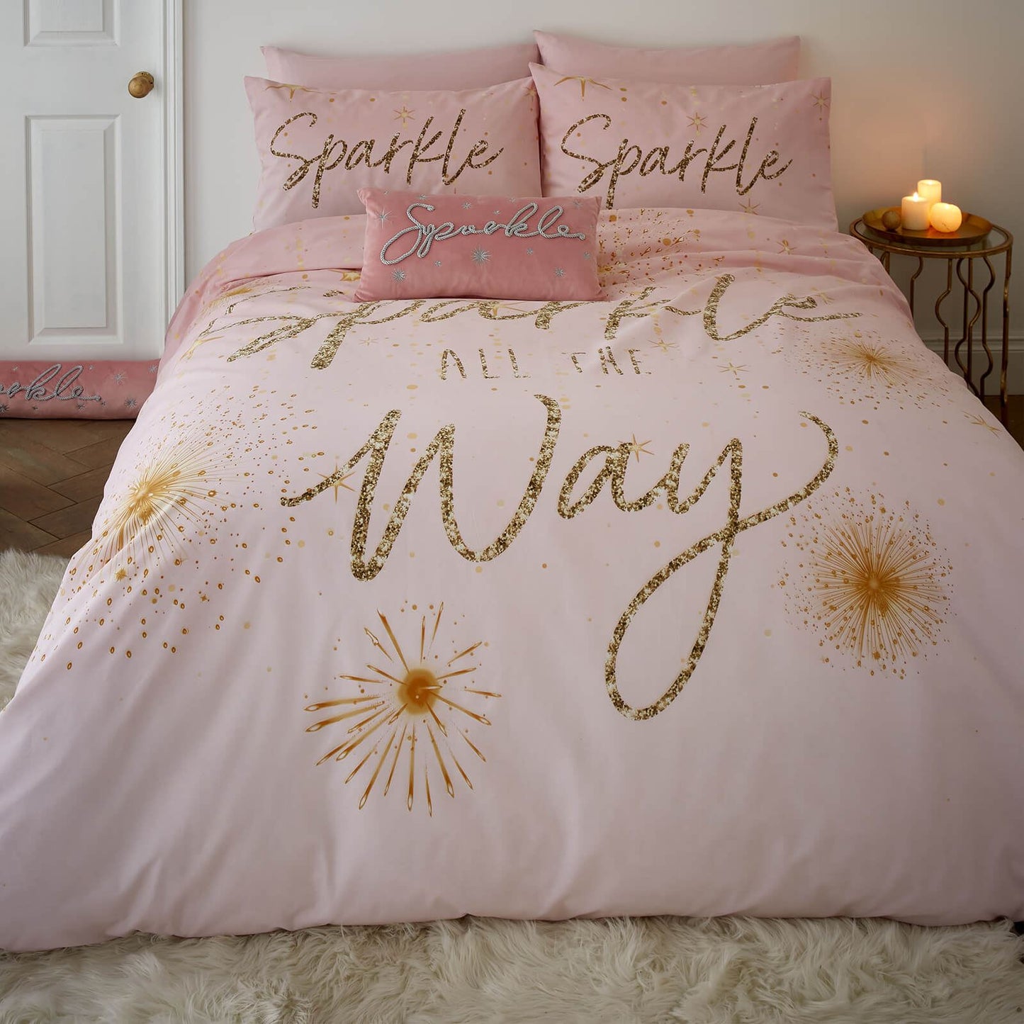 Christmas Sparkle Pink Duvet Cover Set