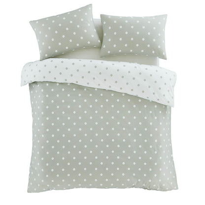 Brushed Polka Dot Green Duvet Cover Set