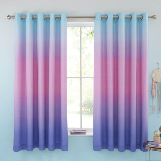 Ombre Rainbow Clouds Pastel Eyelet Curtains