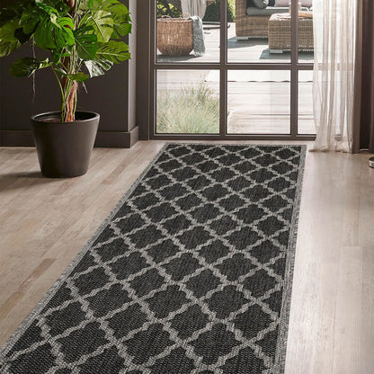 Flatweave Gel Trellis Black Rug