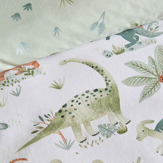 catherine-lansfield-sleepy-saurus-dino-bed-linen-cotton-fitted-sheet-cream