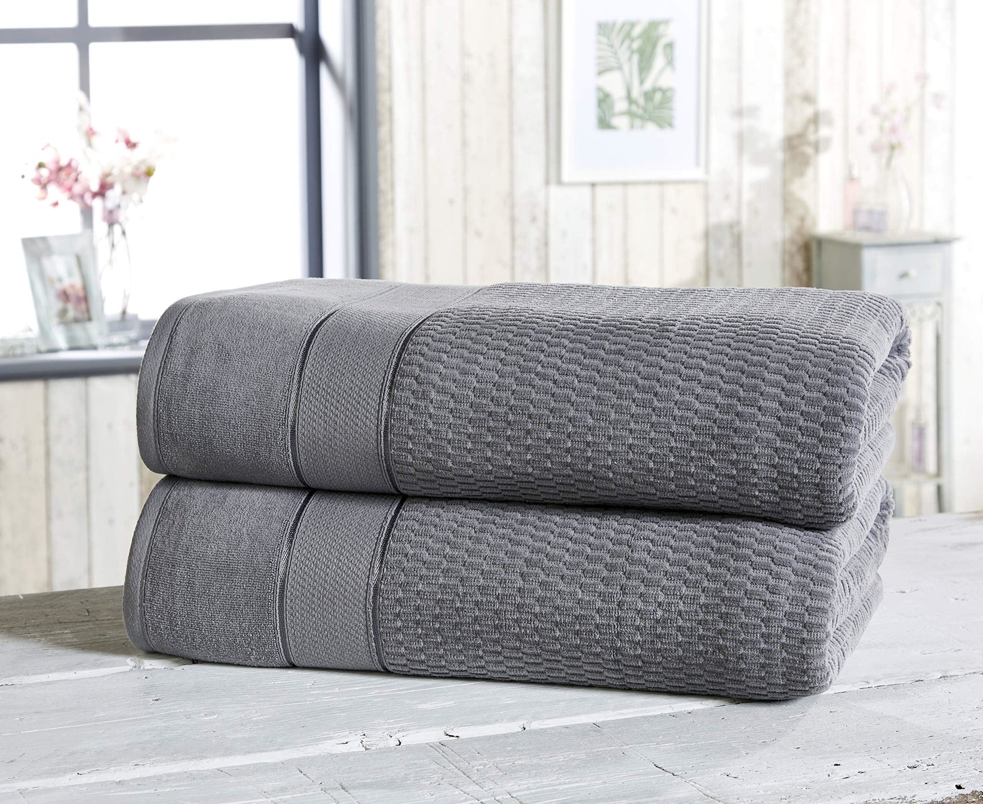 Royal Velvet Grey Bath Sheet Pair