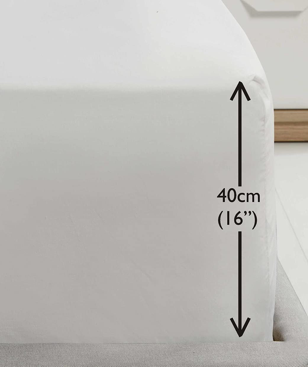 SND Percale 16" White Fitted Sheet