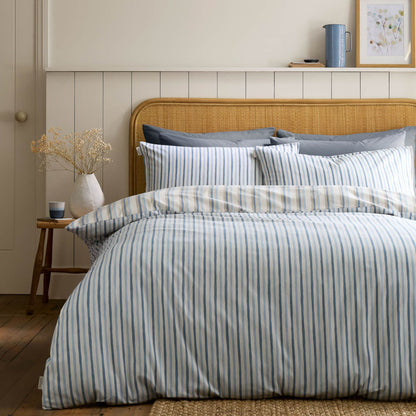 Emily Bond Somerset Striped Cotton Bedding Duvet Cover Set Blue