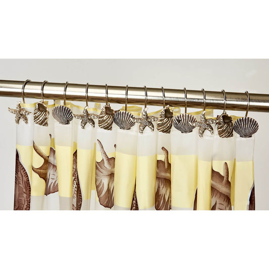EVA Sea Shells Cream Brown Shower Curtain Hooks