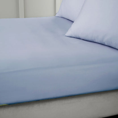 Bianca 400 Thread Count Cotton Sateen Blue Fitted Sheet