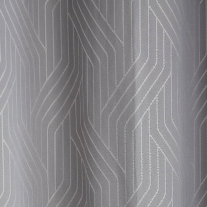 Linear Geo Silver Grey Eyelet Curtains