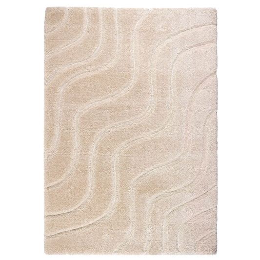 Soft Carved Wave Cream Modern Rugs