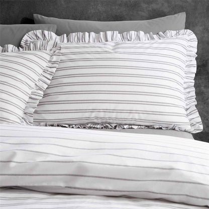 Frill Stripe Black / White Duvet Cover Set