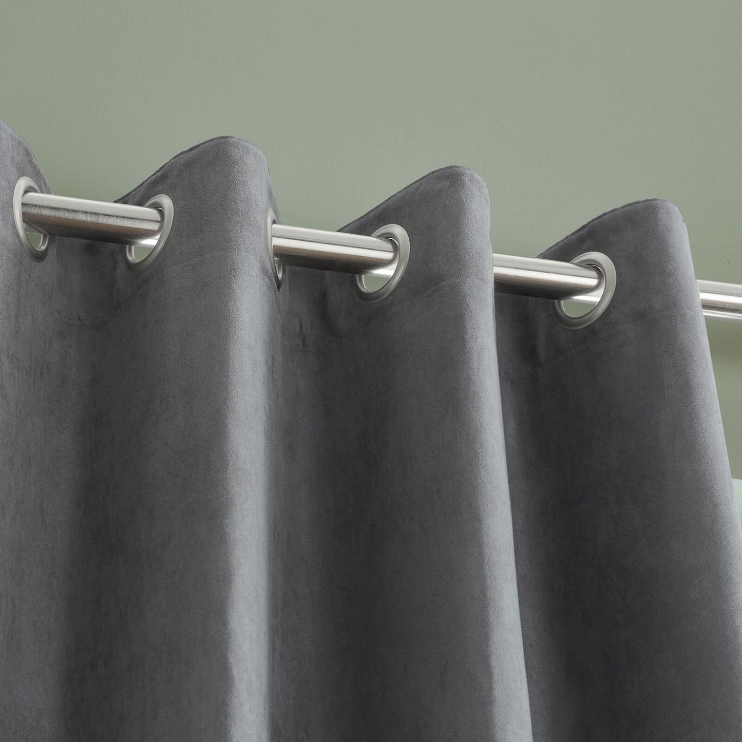 Faux Suede Grey Eyelet Curtains