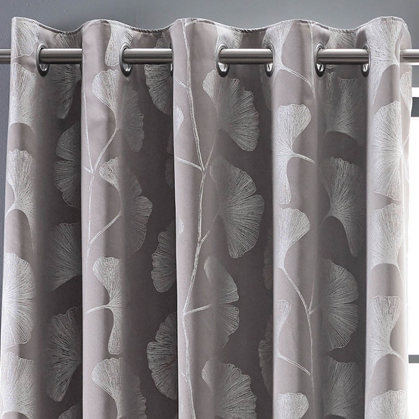 Gingko Tulip Steeple Grey Eyelet Curtains