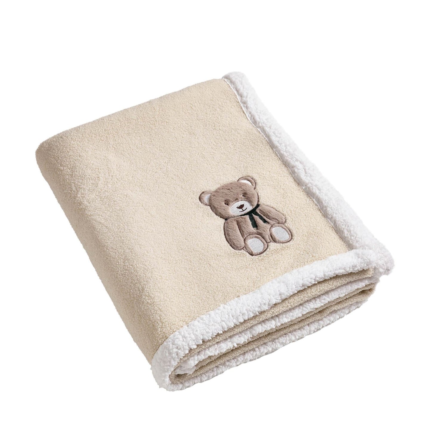 Catherine Lansfield Sherpa Teddy Bear Cosy Fleece Blanket Throw Natural - 130x170cm