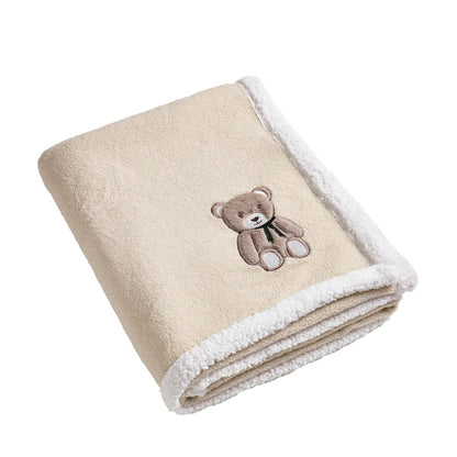 Catherine Lansfield Sherpa Teddy Bear Cosy Fleece Blanket Throw Natural - 130x170cm