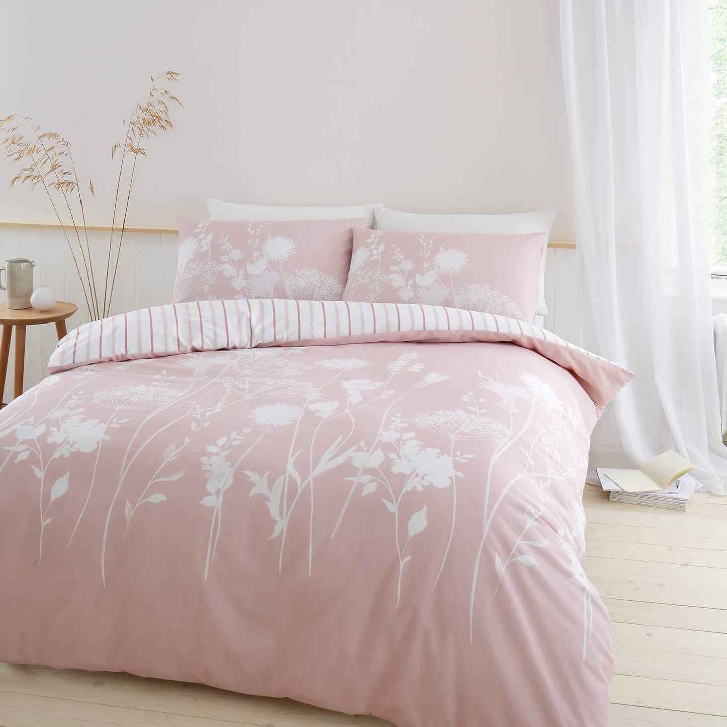 Meadowsweet Floral Blush Pink Duvet Set