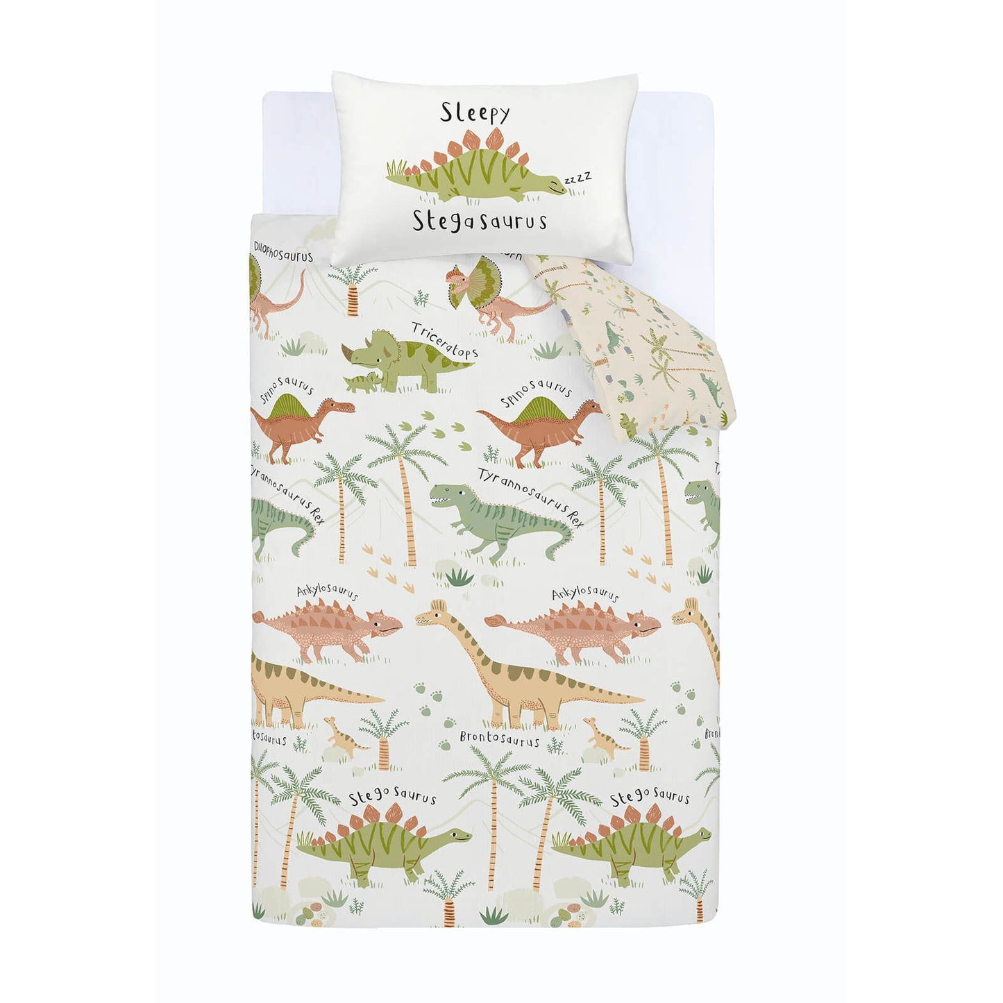 Sleepy Dino Green Duvet Cover Set