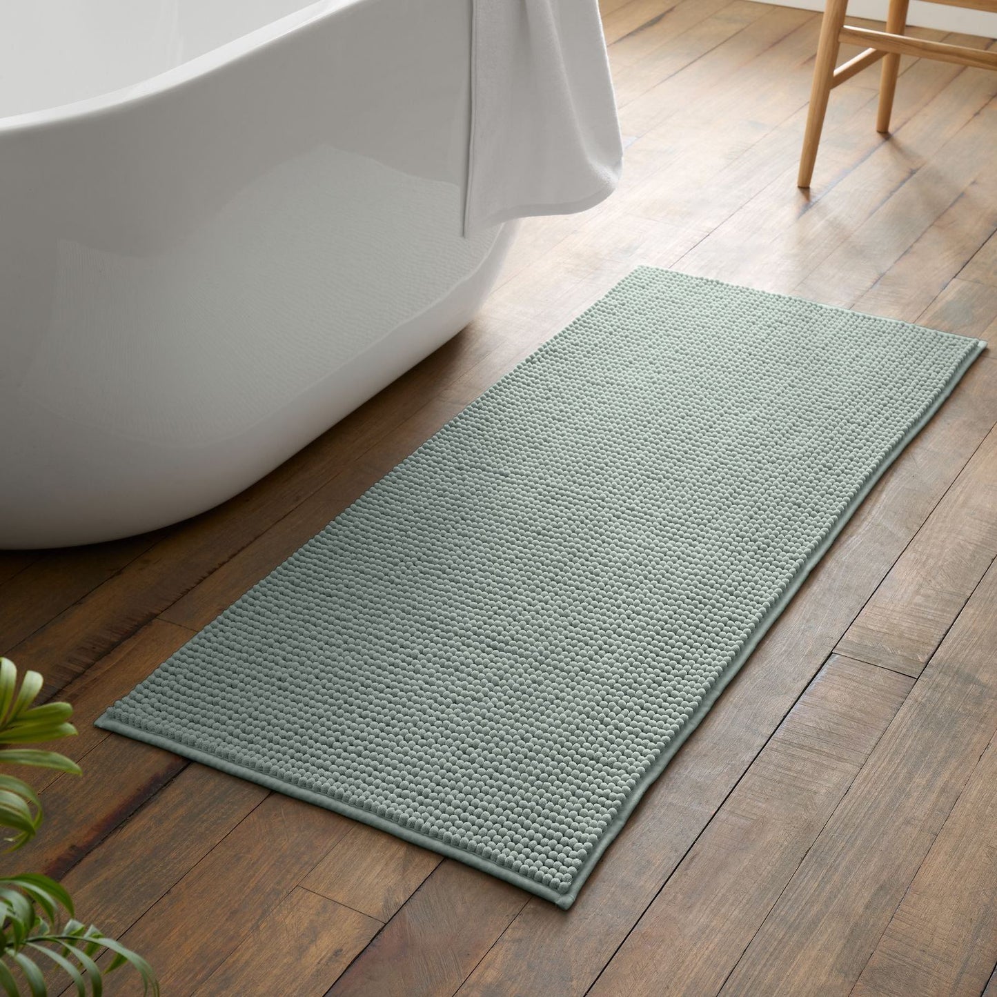 Catherine Lansfield Bobble Sage Green Bath - Bath Runner