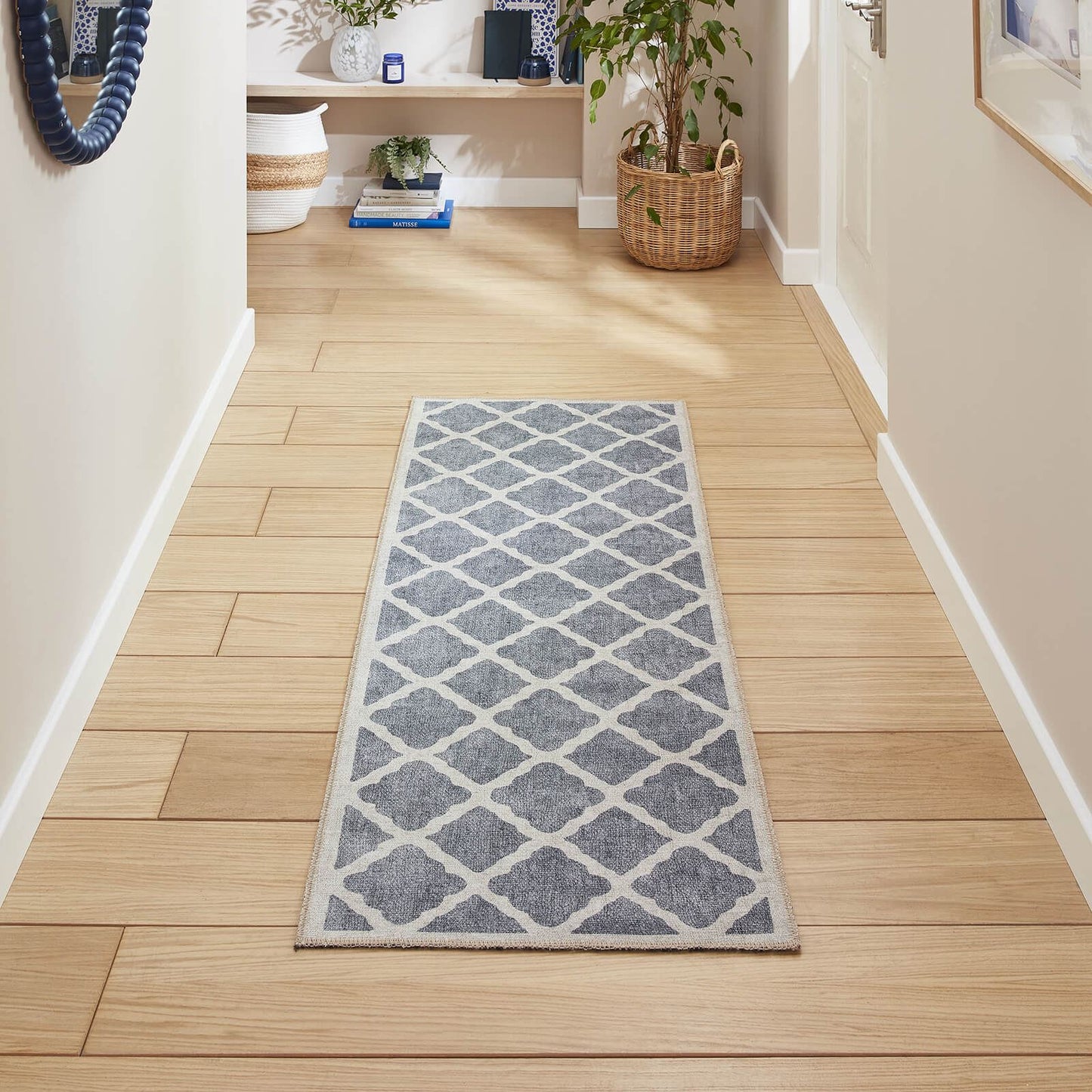 Coral H1063 Grey Modern Washable Rug