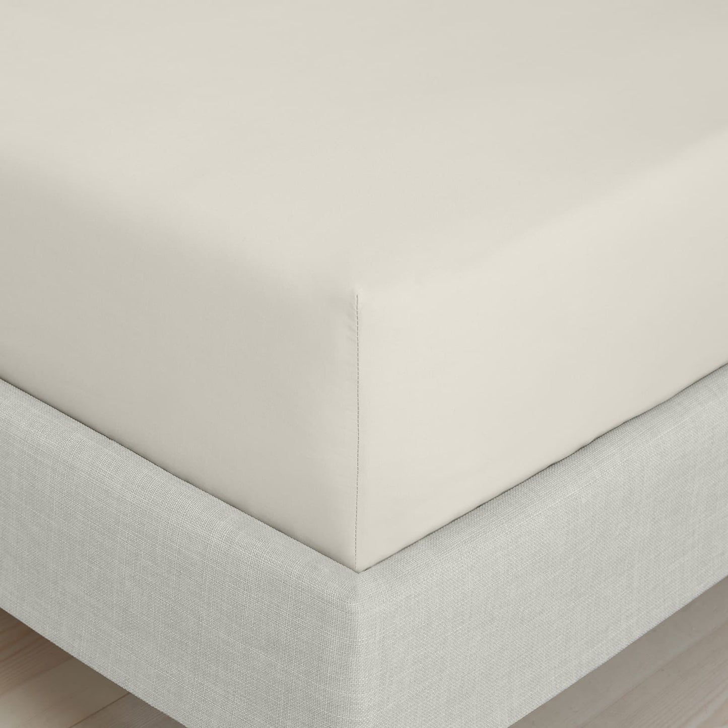 200TC Cotton Percale Natural Fitted Sheet