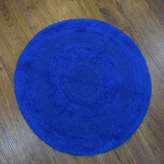 Plain Round Blue Bath Mat