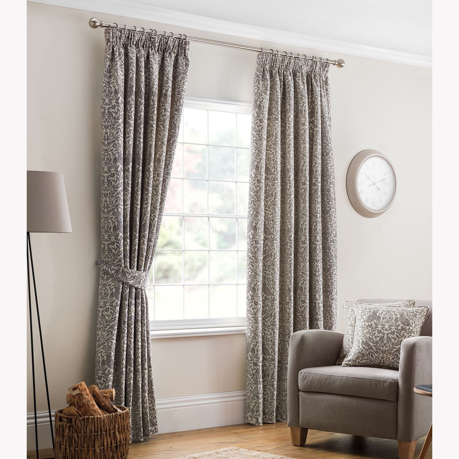 Eden Steeple Grey Pencil Pleat Curtains