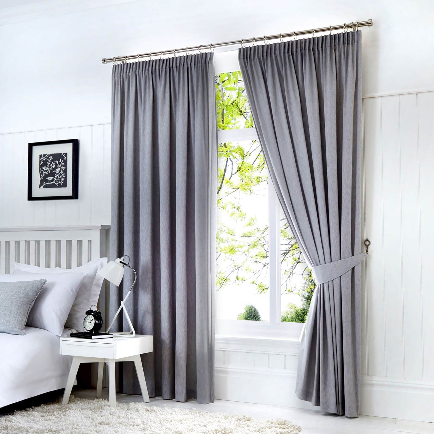 Dijon Silver Pencil Pleat Curtains