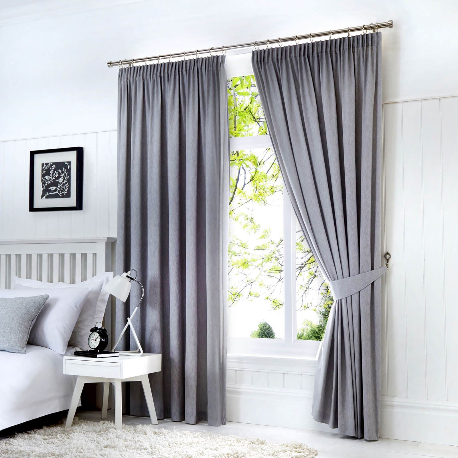 Dijon Silver Pencil Pleat Curtains