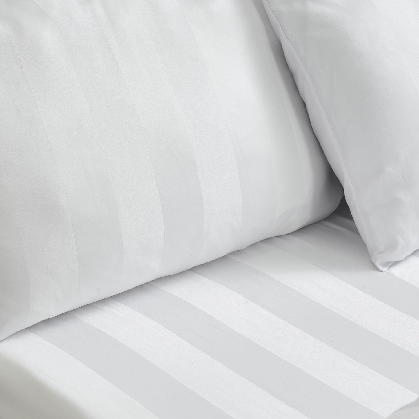 Catherine Lansfield So Soft Satin Stripe White Fitted Sheet