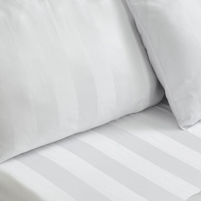 Catherine Lansfield So Soft Satin Stripe White Fitted Sheet