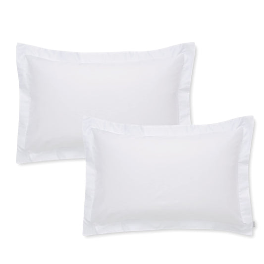 400TC Cotton Sateen White Oxford Pillowcase Pair