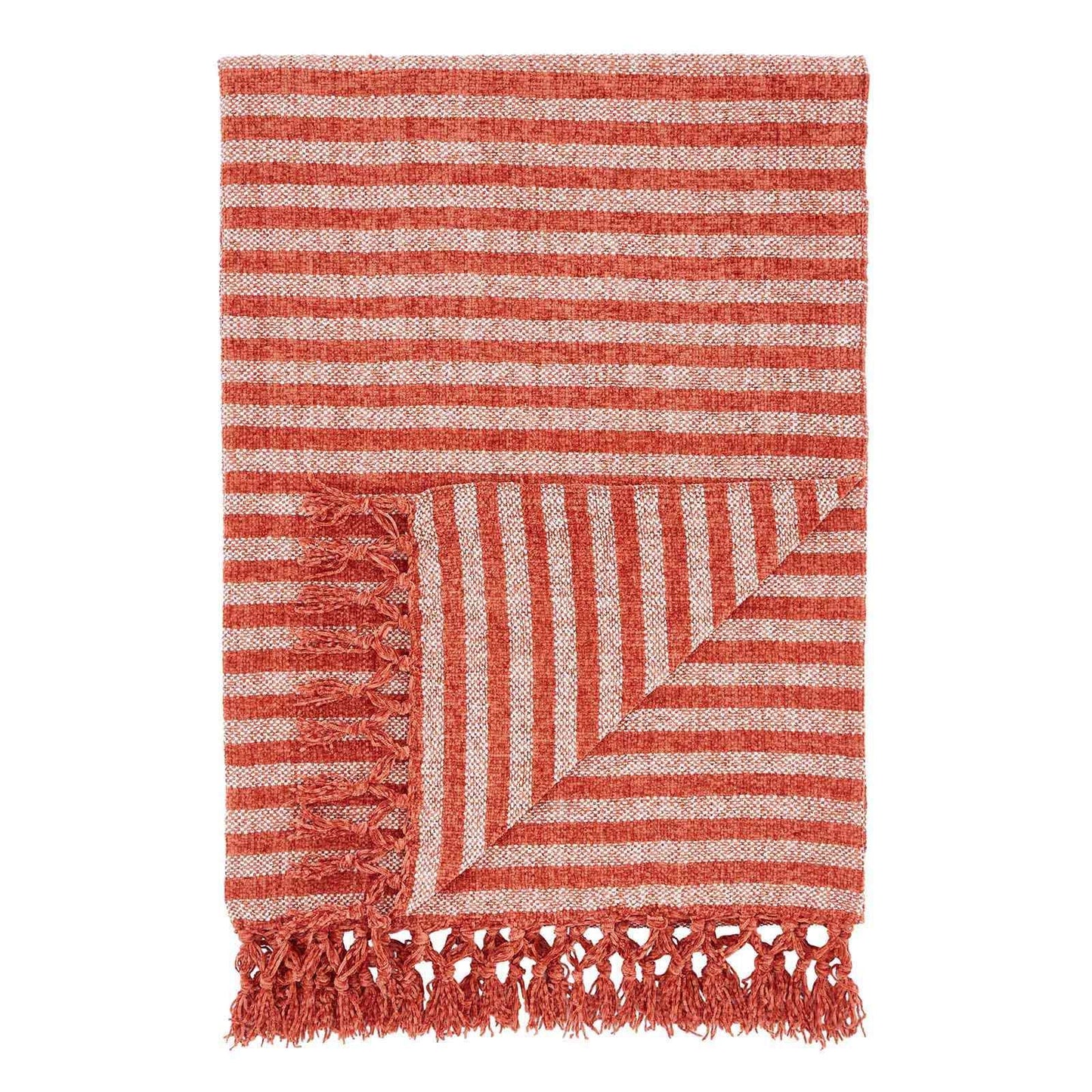 Stripe Chenille Terracotta Blanket Throw