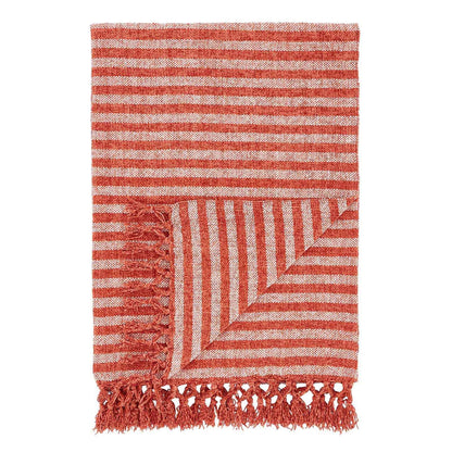 Stripe Chenille Terracotta Blanket Throw