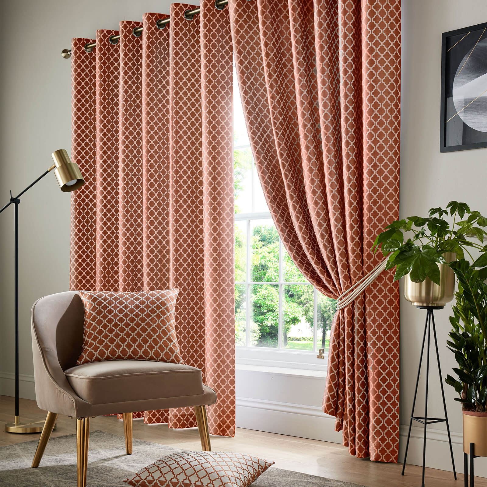 Cotswold Orange Eyelet Curtains