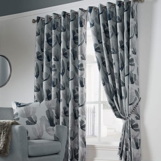 Amsterdam Charcoal Eyelet Curtains